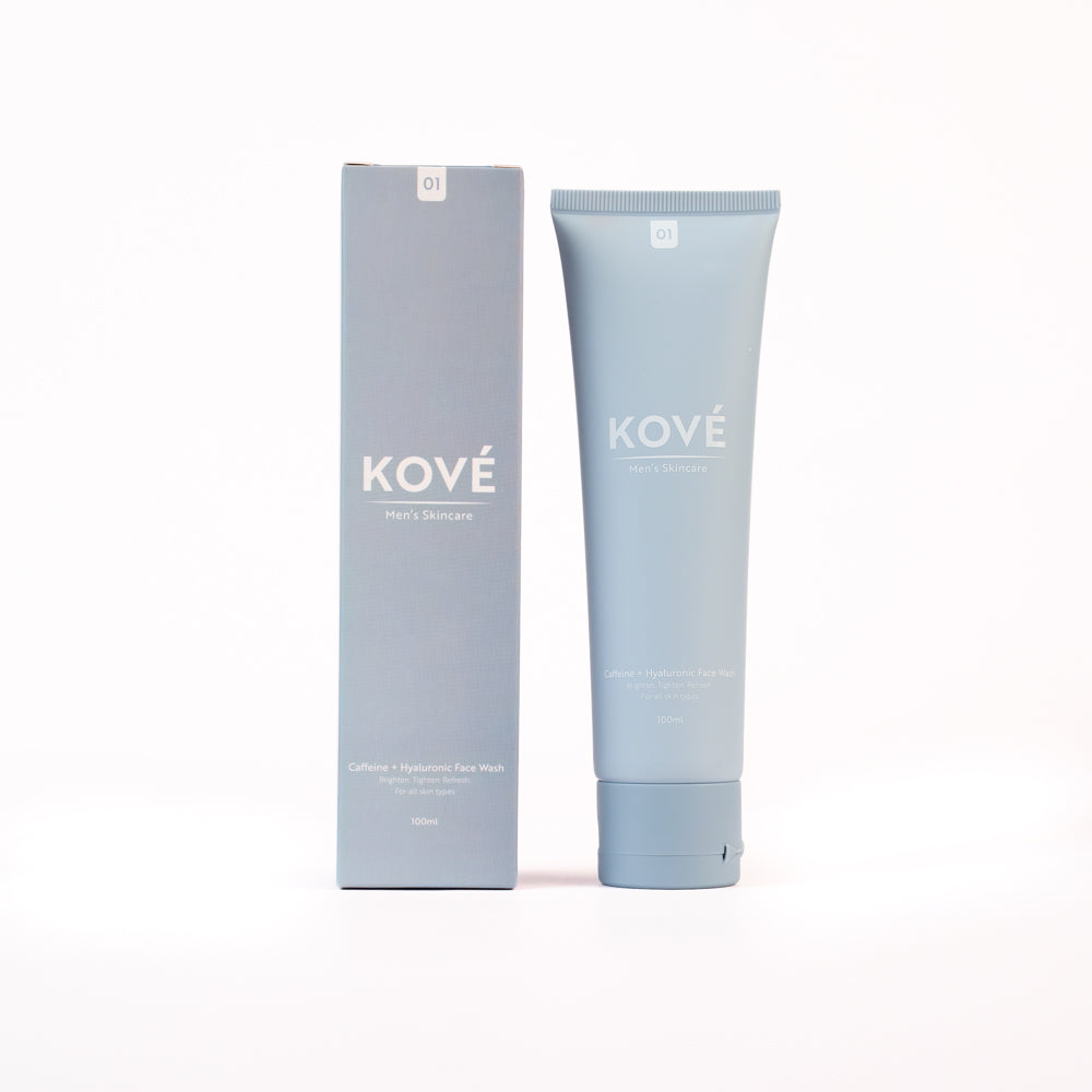 KOVÉ CHARGE caffeine face wash for men with packaging box