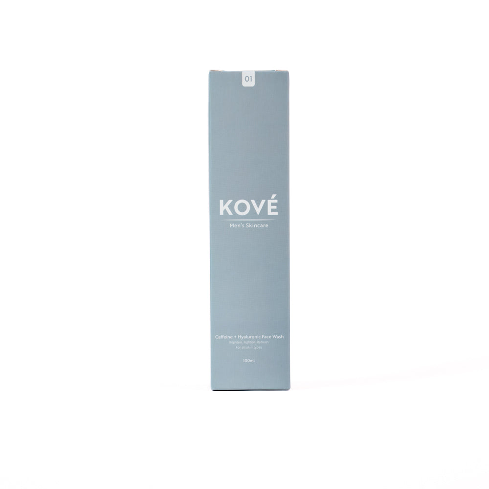 KOVÉ CHARGE caffeine face wash tube standing upright